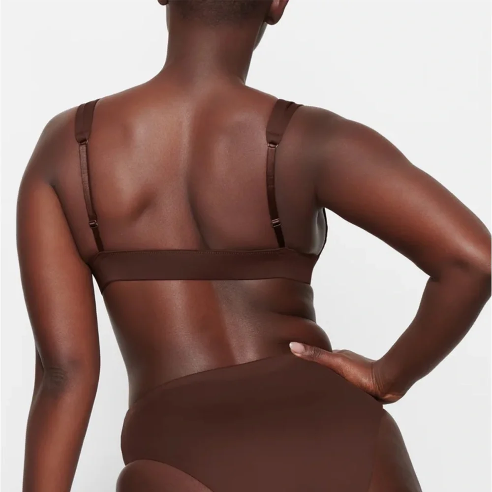 🤎SKIMS SWIM PLUNGE BIKINI TOP COCOA S M 4X